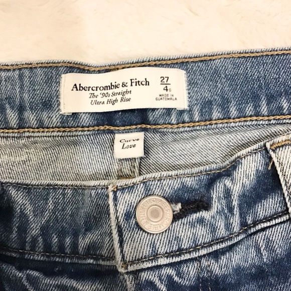 Abercrombie 4 Short (27S) 90s Straight Ultra High Rise Curve Love Women’s Jeans - Picture 8 of 11